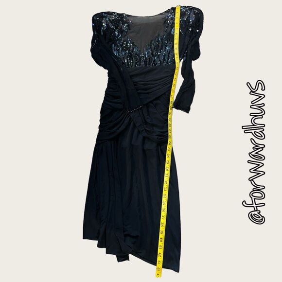 Vintage Casadei Black Dress | 1980s Glamour Revived | Size 6 - Picture 12 of 15